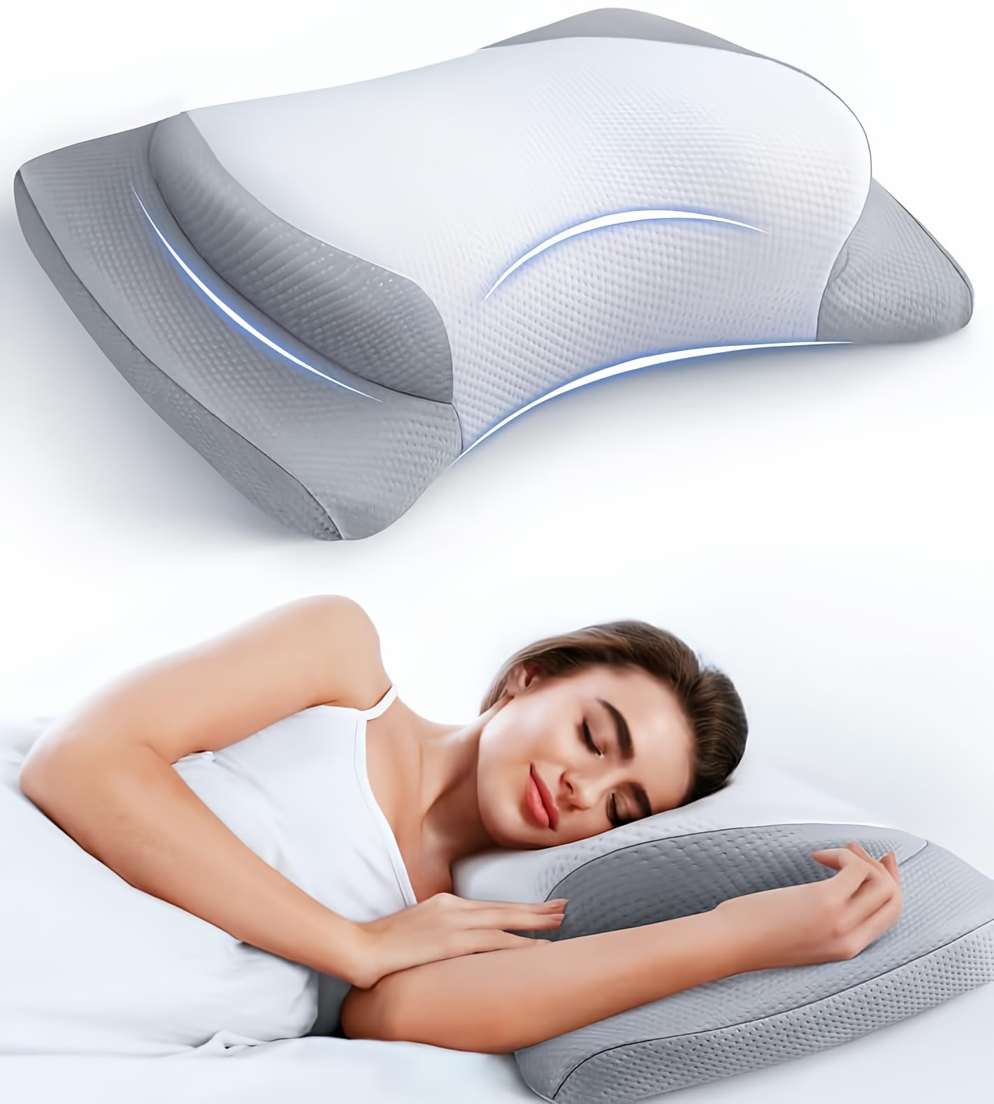 8X Support Side Sleeper Pillow for Neck Pain Relief, Adjustable